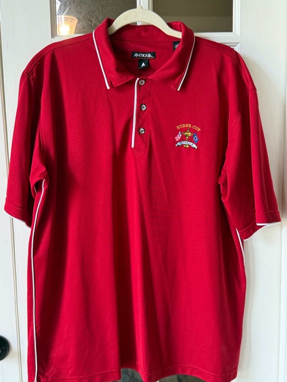 ANTIGUA Ryder Cup Red Polo w/ White Piping & Embroidery Logo Size Large